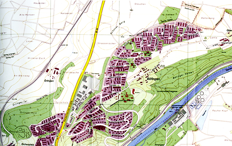 Stadtplan Böfingen 1974